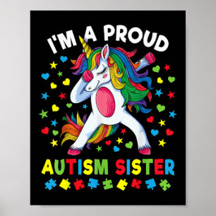 Poster Autismo Sensibilização Dabbing Unicorn Proud Autis