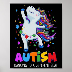 Poster Autismo Sensibilização Dabbing Unicorn Quebra-cabe
