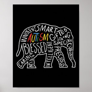 Poster Autismo Sensibilização Elefante Palavras Amante de