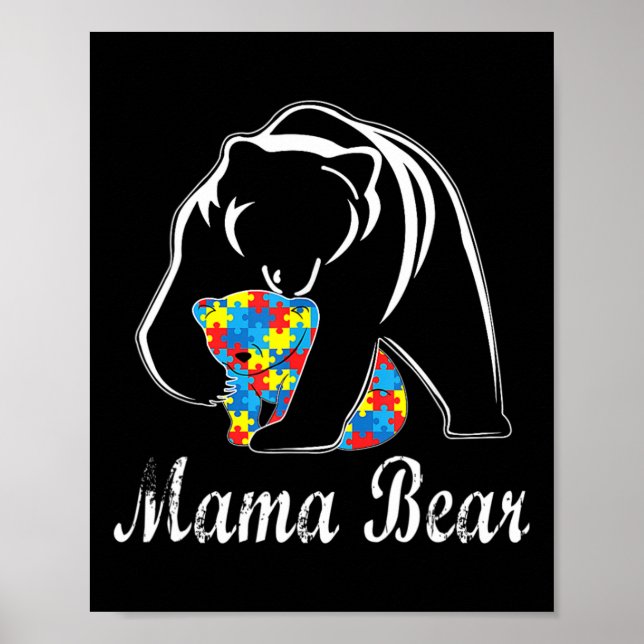 Poster Autismo Sensibilização Mamã Bear Suporte a Adultos (Frente)