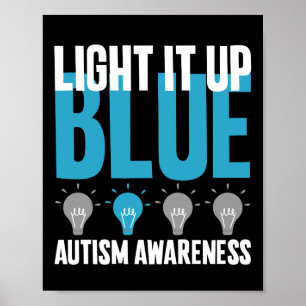 Poster Autismo Sensibilização Mês Suporte Acende Azul