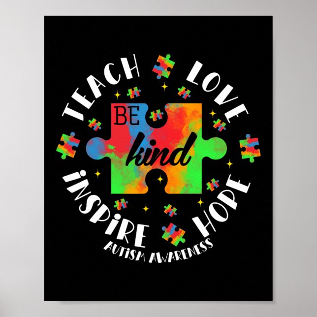 Poster Autismo Sensibilização Professora Quebra-cabeça En (Frente)