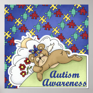 Pôster Autismo Sensibilização Urso Sonolento