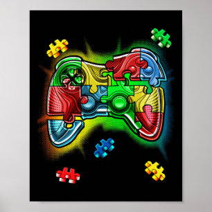 Poster Autismo Sensibilização Vídeo Controlador de Jogo Q