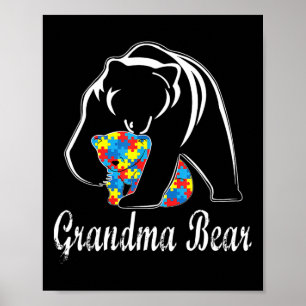 Poster Autismo Sensibilização Vovó Urso Suporta Autista