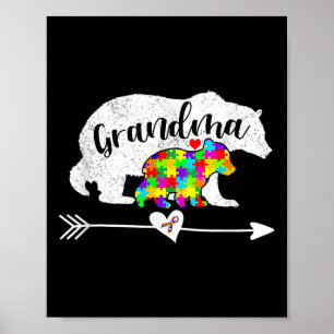 Poster Autismo Sensibilização Vovó Urso Suporta Autista