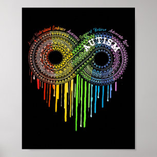Poster Autismo Símbolo Infinito Arco Arco-Íris Sensibiliz