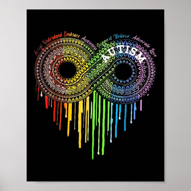 Poster Autismo Símbolo Infinito Arco Arco-Íris Sensibiliz (Frente)