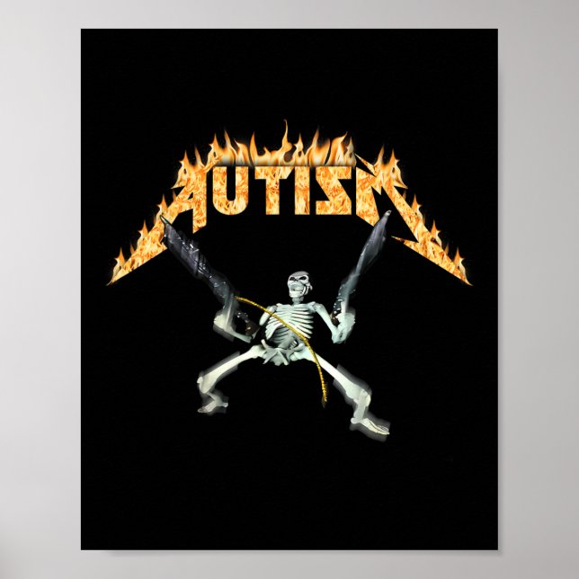 Poster Autismo Skeleton Memória Homens Engraçados Mulhere (Frente)