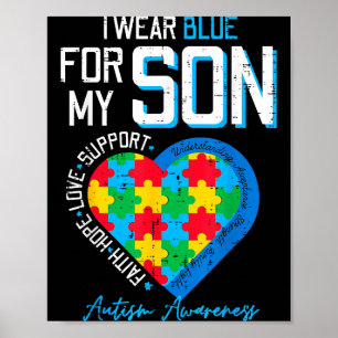 Poster Autismo usa azul para conscientização do filho pai