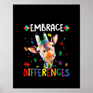 Poster Autista Abraçar Diferenças entre Girafa Quebra-c