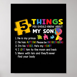 Poster Autista Filho Autismo Sensibilização Apoio à Mãe P