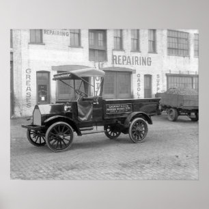 Pôster Auto caminhão de entrega da fonte, 1915. Foto do