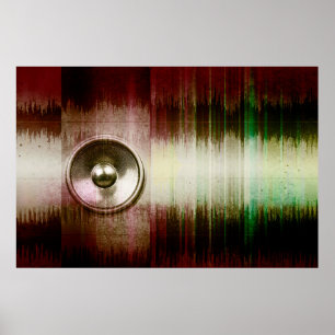 Pôster Auto-falante da música do Grunge com soundwaves