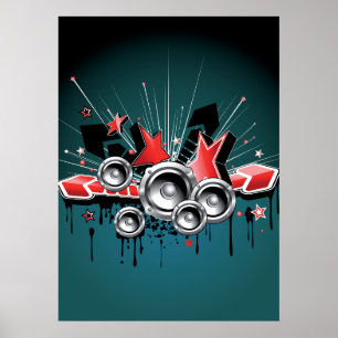 Poster Auto-falantes com gráficos de música Áudio