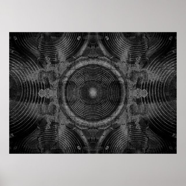 Poster Auto-falantes de música numa parede rachada (Frente)