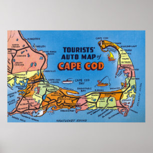 Poster Auto mapa detalhado de Cape Cod