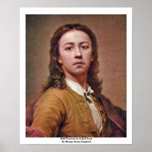 Pôster Auto-Retrato em um casaco vermelho por Raphael de