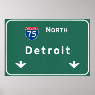 Pôster Autoestrada da estrada nacional de Detroit