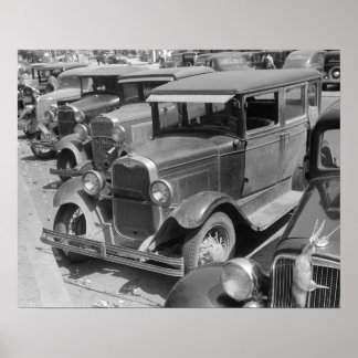 Poster Automóveis na Main Street, 1941. Foto Antiga