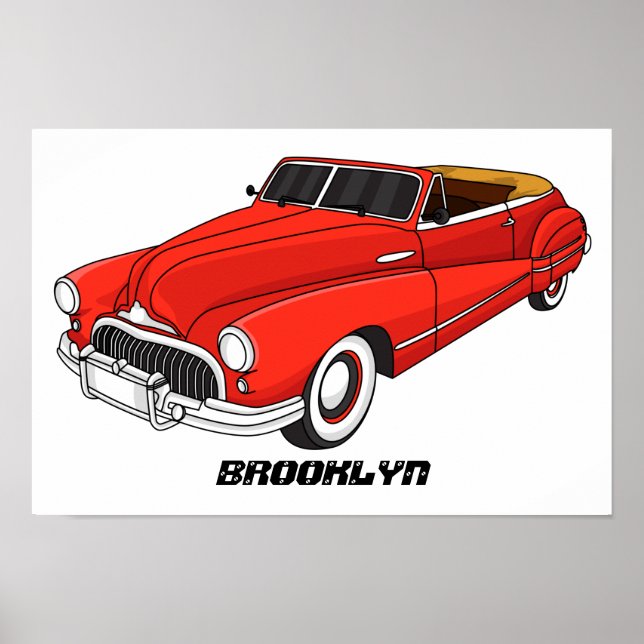 Poster Automóvel clássico vermelho 1948 (Frente)