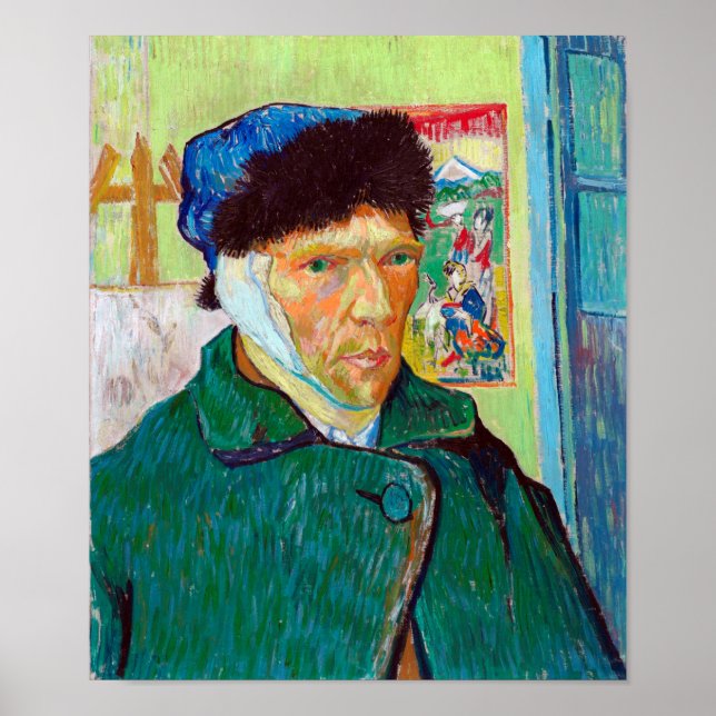 Poster Autoretrato com um Orelho Bandrado, Van Gogh (Frente)
