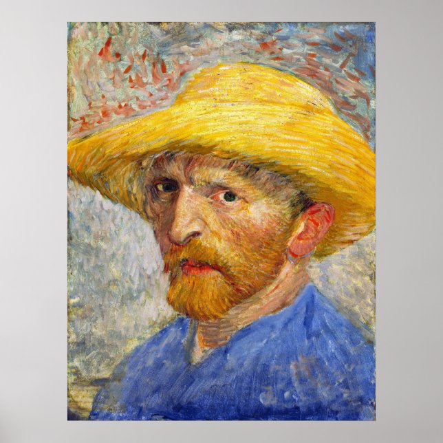 Poster Autoretrato de Van Gogh com chapéu de palha (Frente)