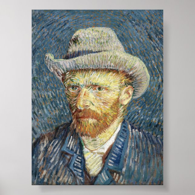 Poster Autoretrato de Van Gogh com Cinza Felt Hat (Frente)
