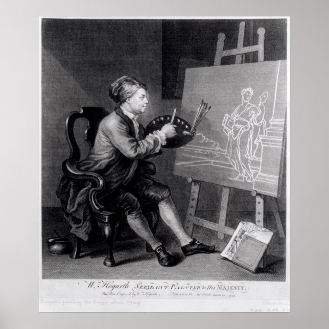 Poster Autoretrato pintando o mouse cômico (Frente)