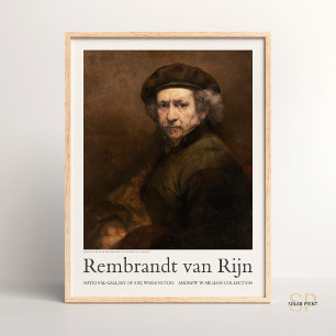 Poster Autoretrato Rembrandt com Beret e Ativado