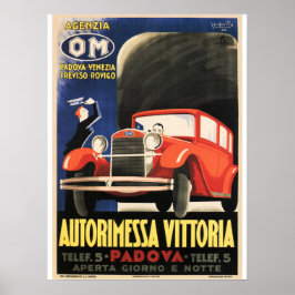 Poster AUTORIMESSA VITTORIA Padova Carro vintage Itália
