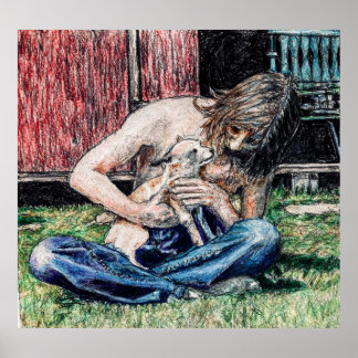 Poster "Autorretrato 1974", foto do meu cachorro e eu