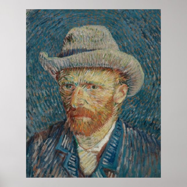 Poster Autorretrato com Chapéu de Feltro Cinza de Vincent (Frente)