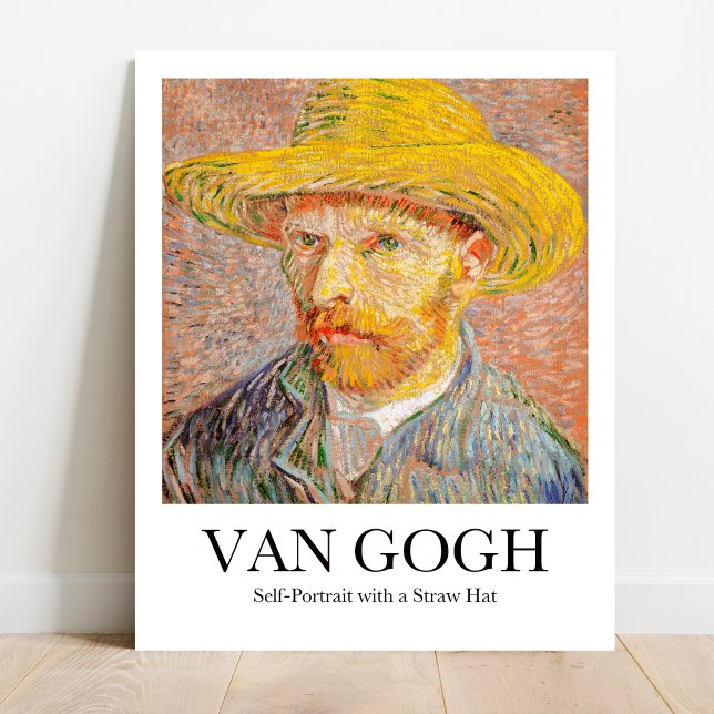 Poster Autorretrato com chapéu de palha de Vincent van Go (Own Van Gogh's Sun-Kissed Self! "Straw Hat" Poster)