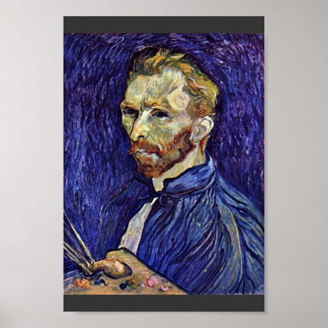 Poster Autorretrato Com Paleta De Vincent Van Gogh (Frente)