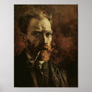 Pôster Autorretrato com Pipe, Van Gogh Belas Artes