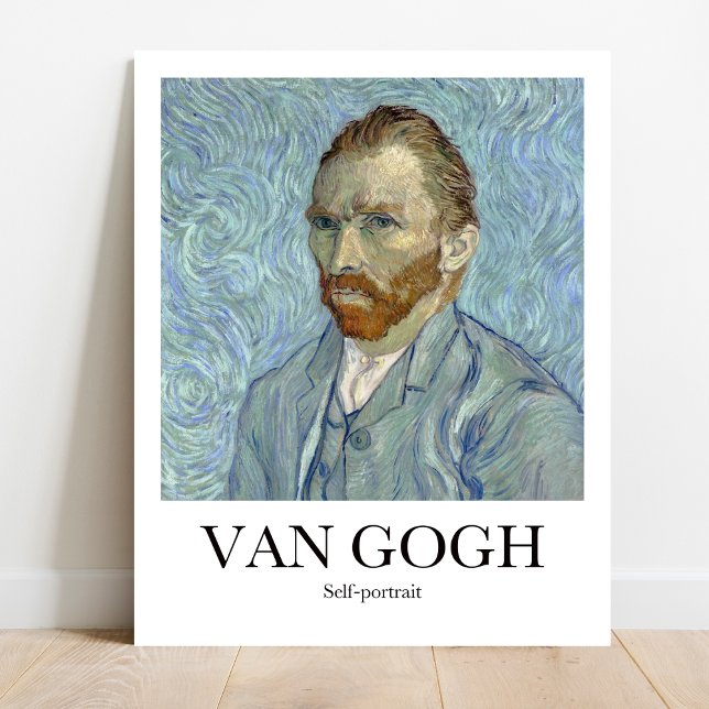 Poster Autorretrato de Vincent van Gogh (Own a Van Gogh: Self-Portrait (1889). Vivid colors, museum-quality print)