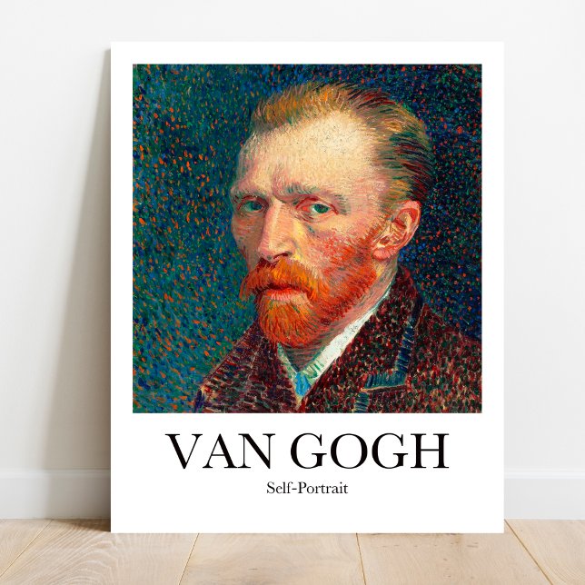 Poster Autorretrato de Vincent van Gogh (Own a Van Gogh: Self-Portrait (1887). Bold colors, iconic image. Museum-quality poster)