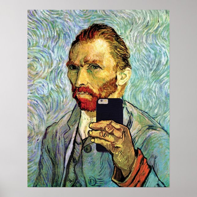 Pôster Autorretrato de Vincent Van Gogh com Selfie no Cel (Frente)