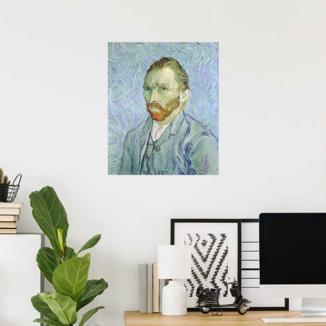 Poster Autorretrato em azul por Vincent van Gogh (Escritório em casa)