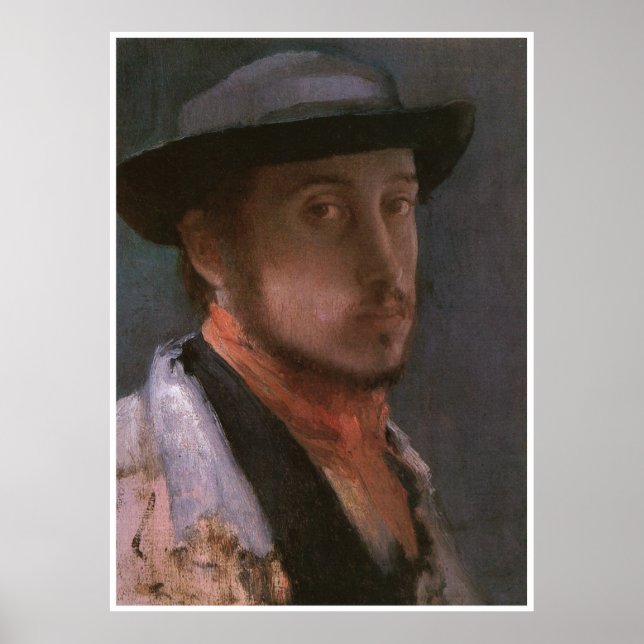 Poster Autorretrato em um Chapéu Suave, Edgar Degas 1857 (Frente)