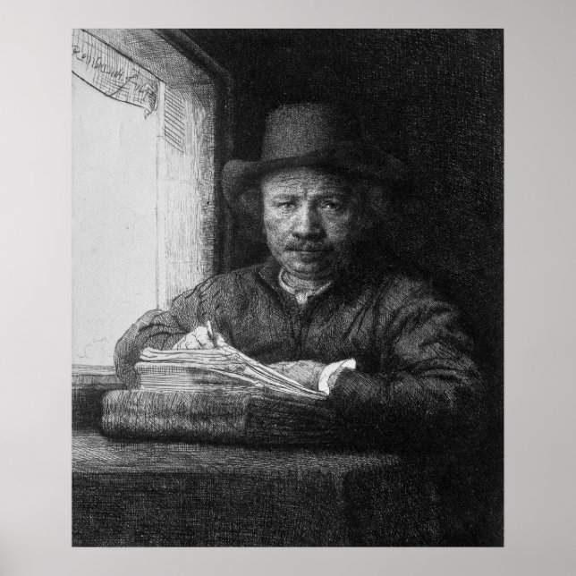 Pôster autorretrato enquanto desenho, 1648 (Frente)