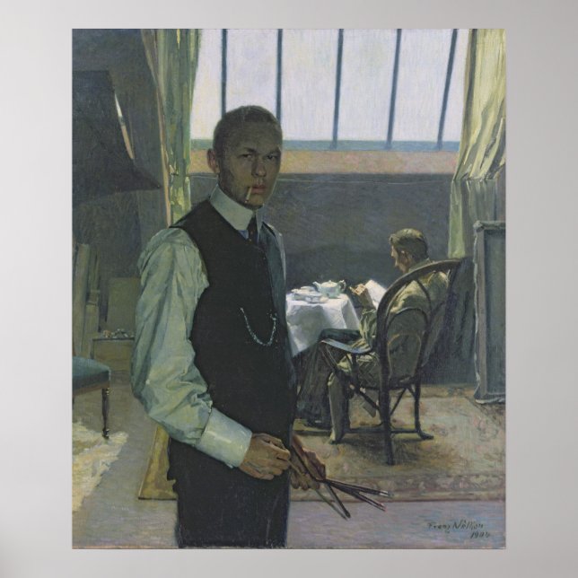 Pôster Autorretrato no Studio, 1904 (Frente)