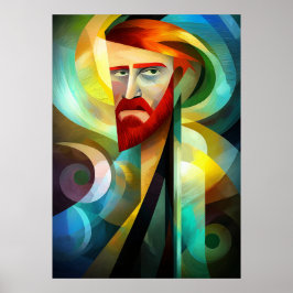 Poster Autorretrato - Obra-Prima Cubista Inspirada