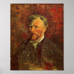 Pôster Autorretrato, Pipe e Vidro, Van Gogh Belas Artes