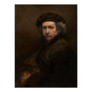 Pôster Autorretrato Rembrandt com Beret Glossy