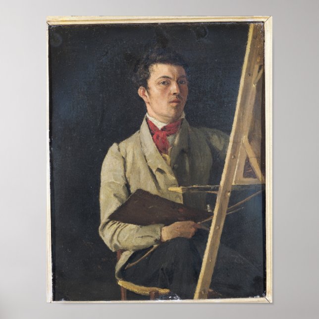 Pôster Autorretrato, sentado ao lado de um Easel, 1825 (Frente)