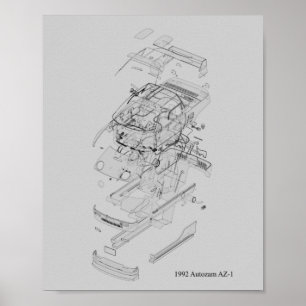 Poster Autozam AZ-1 Blueprint 1992