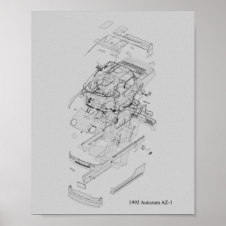 Poster Autozam AZ-1 Blueprint 1992
