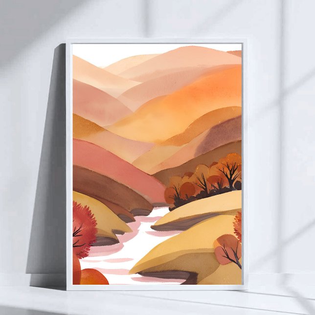 Poster Autumn Abode | Fall Foliage Watercolor Landscape (Criador carregado)